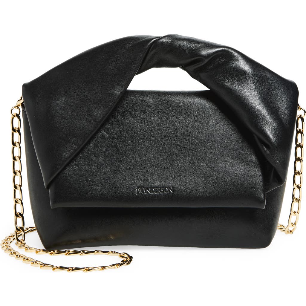 Jw Anderson Medium Twister Leather Top Handle Bag In Black