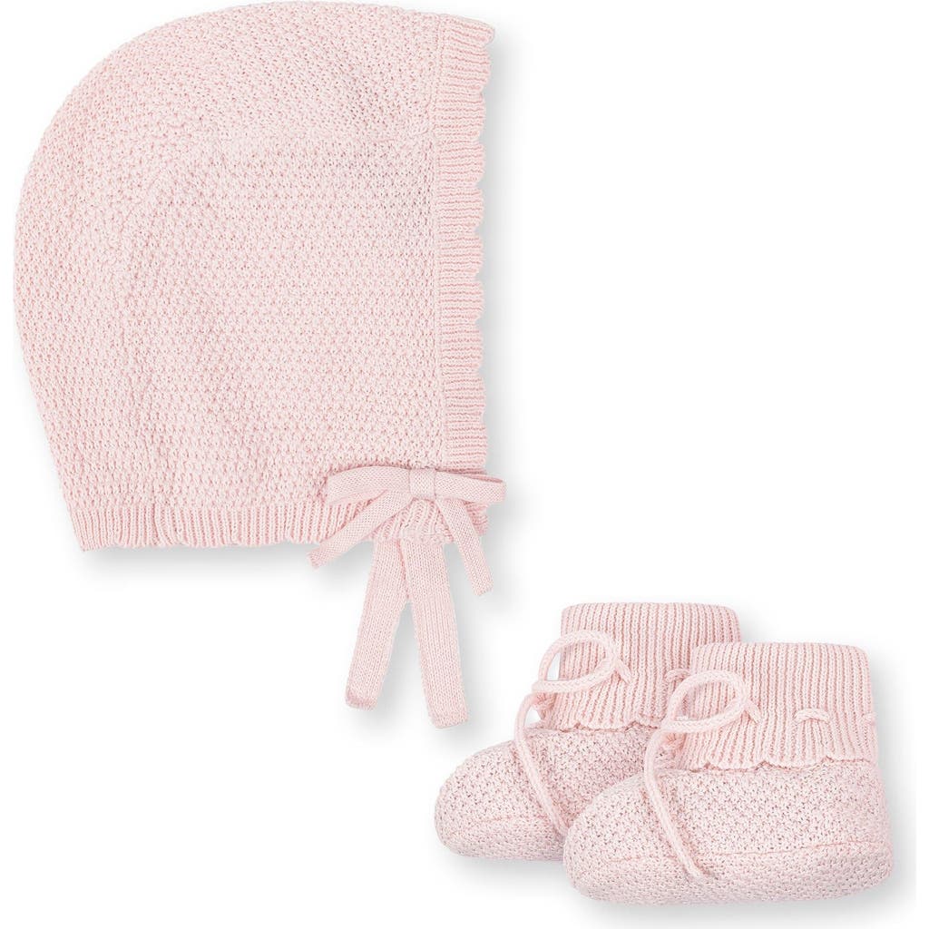 Hope & Henry Baby Organic Sweater Bonnet And Bootie Set, Infant In Pale Pink Bonnet Set