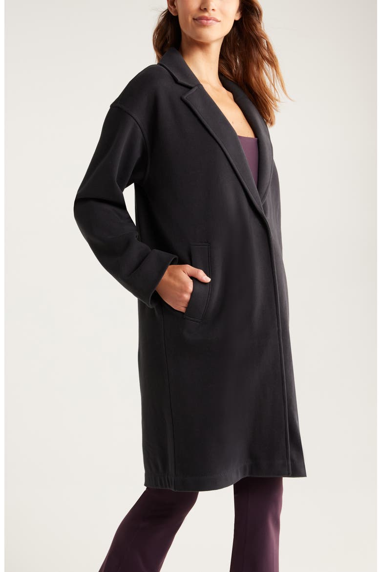 Cloud Fleece Longline Blazer, Alternate, color, BLACK