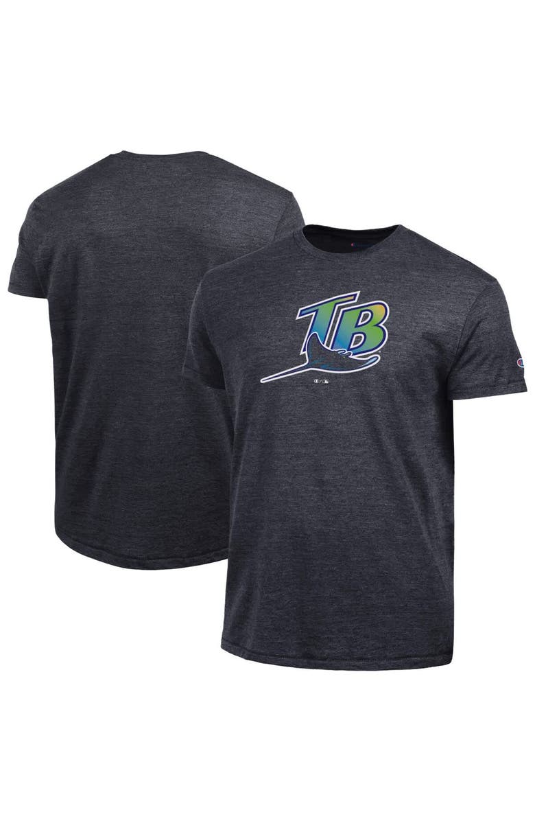 Champion Men's Champion Black Tampa Bay Rays Cooperstown Logo Tri-Blend T-Shirt, Main, color, Black