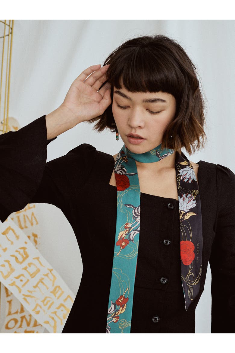 "Dream Hunter" Silk Skinny Scarf, Alternate, color, Green