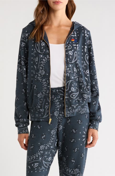 Bandana Front Zip Hoodie