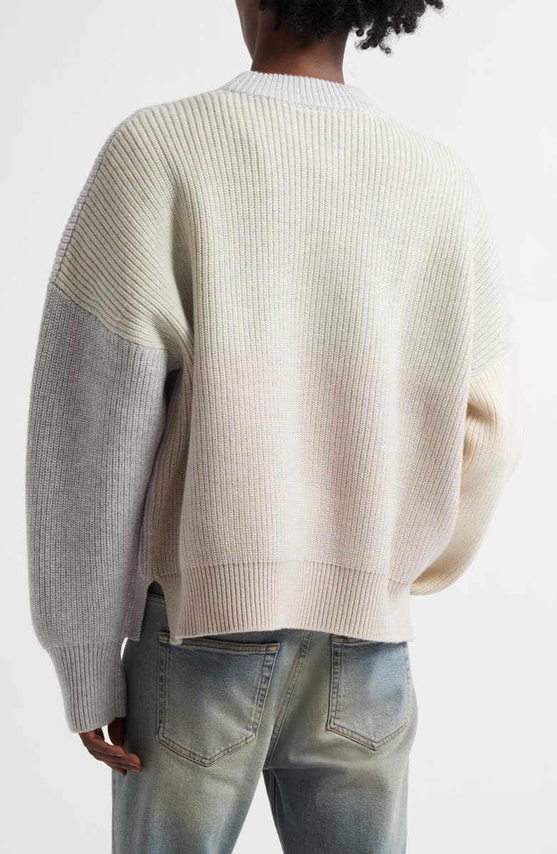 Waste Yarn Project Laerke Colorblock One of a Kind Crewneck Sweater, Alternate, color, Tonal White/ Beige/ Grey