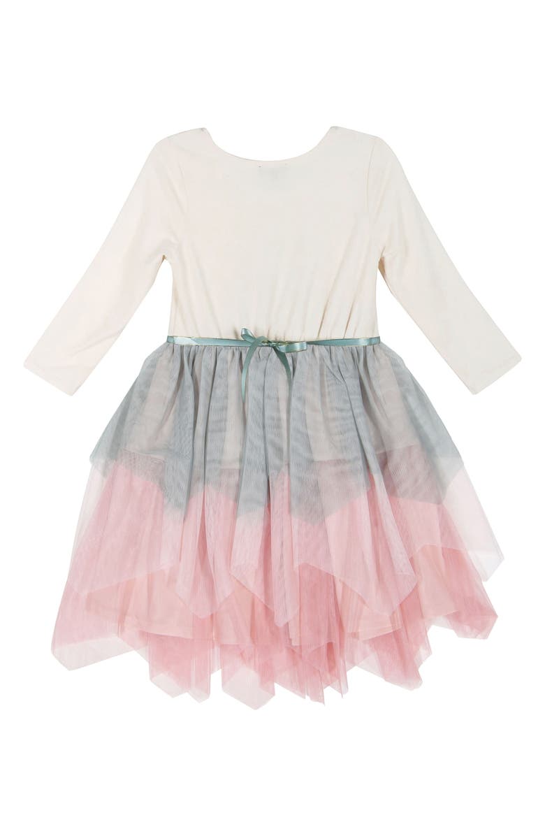 Zunie Kids' Long Sleeve Sequin Tree Scattered Hem Tutu Dress, Alternate, color, Champ/Mult