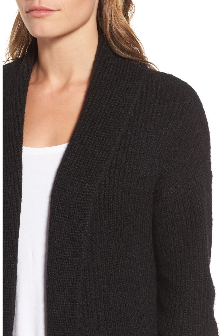 Textured Open Front Cardigan, Alternate, color, BLACK