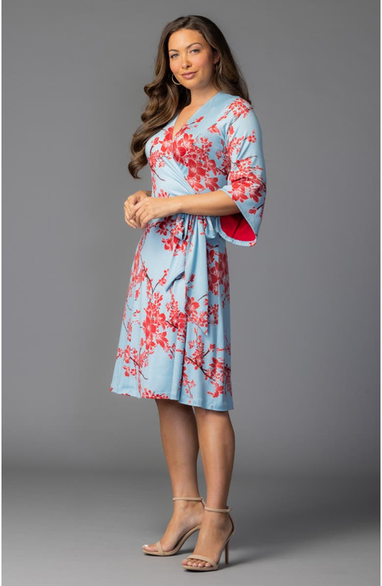 Kiyonna Gemini Wrap Dress, Alternate, color, Cherry Blossom Print
