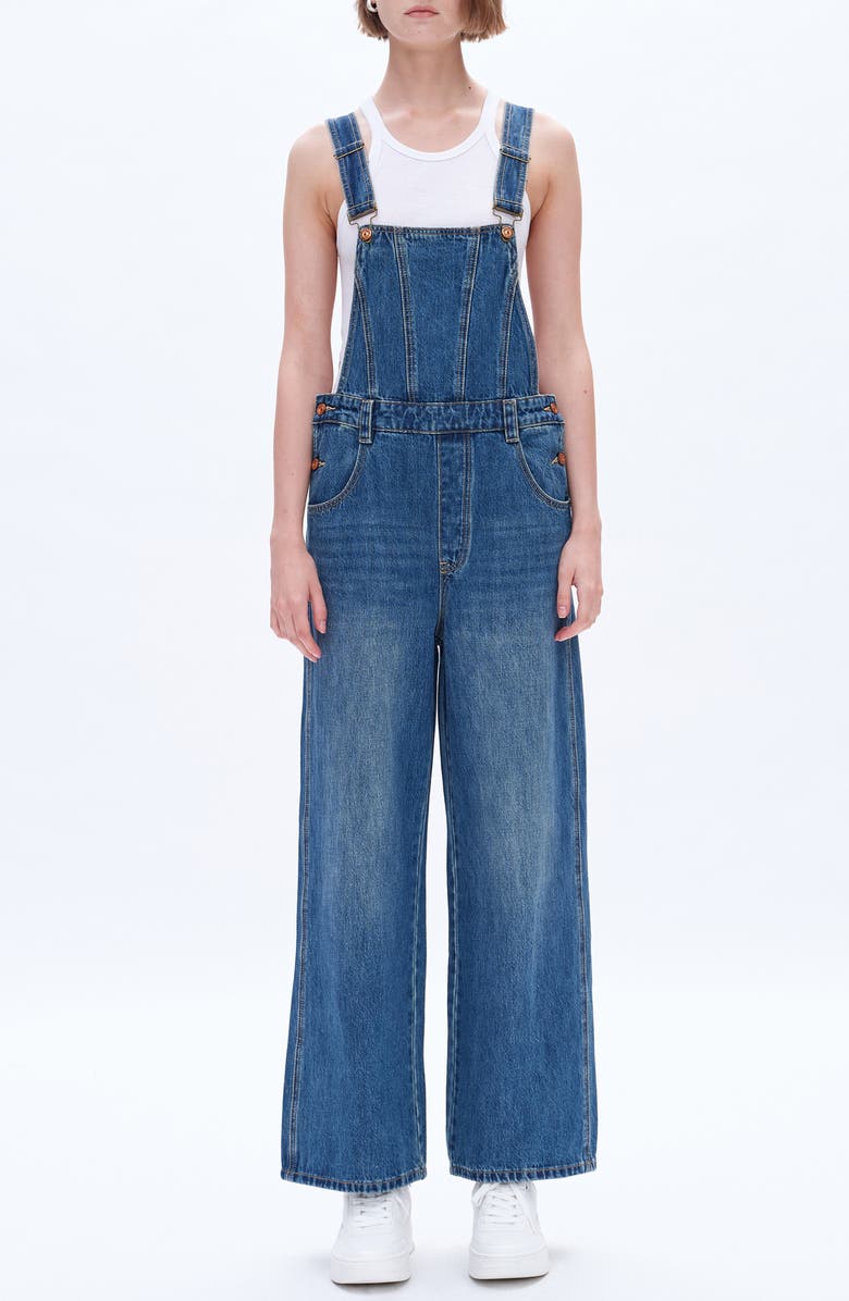 Bayeas Straight Leg Denim Overalls, Main, color, Medium Blue