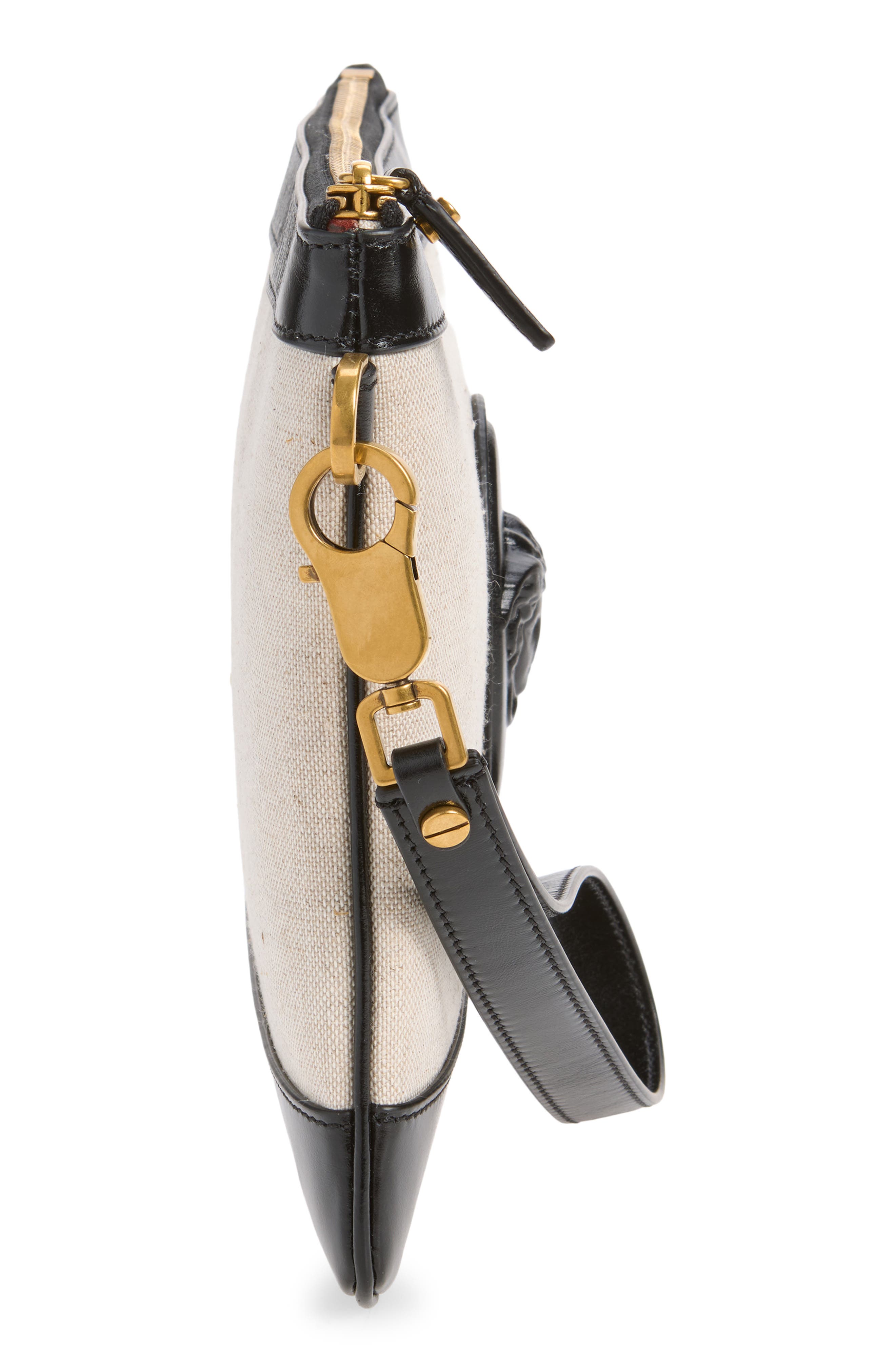 Rivière Canvas Pouch, Alternate, color, BEIGE BLACK GOLD