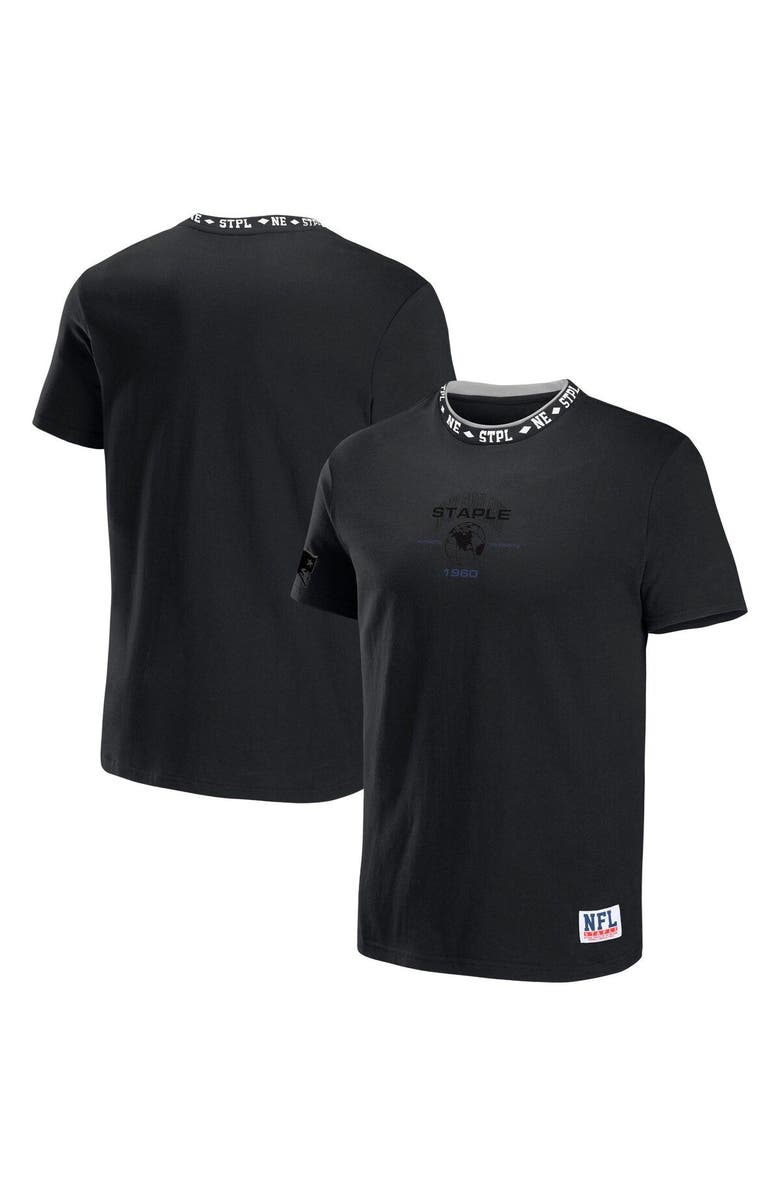 STAPLE Men's NFL x Staple Black New England Patriots Globe T-Shirt, Main, color, 