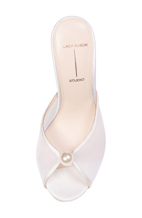 Black Suede Studio Sadie Mesh Pearl Mule Heels In White Mesh