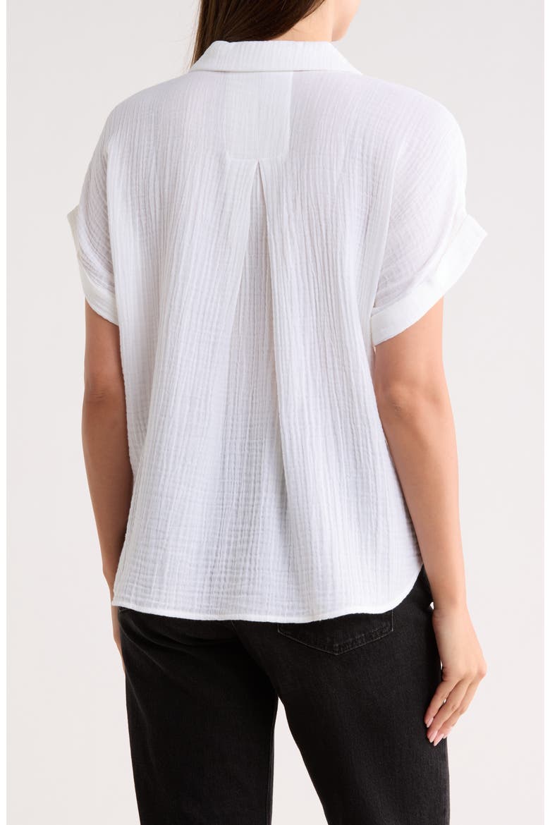 Notch Collar Roll Cuff Shirt, Alternate, color, WHITE