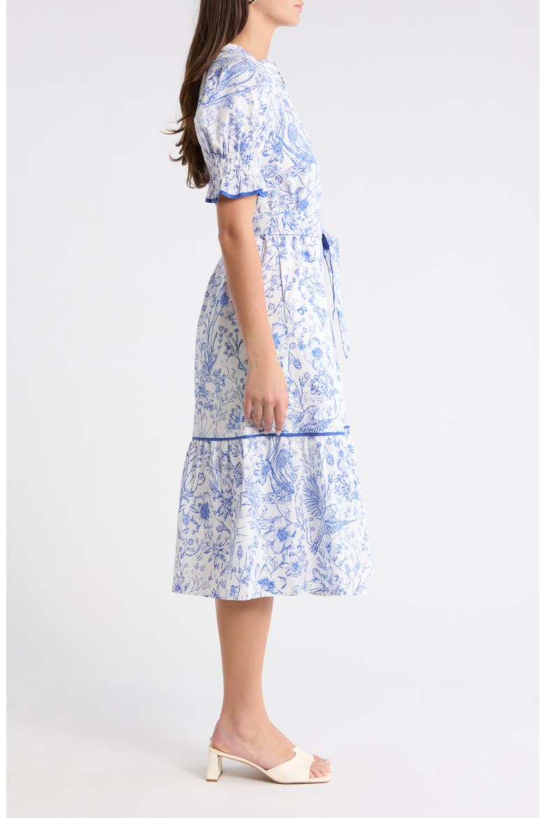 Eve Floral Nori Midi Dress, Alternate, color, WHITE/ BLUE