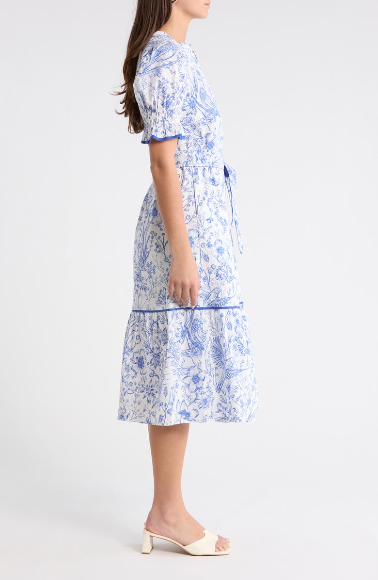 SUGARLIPS Eve Floral Nori Midi Dress, Alternate, color, White/ Blue