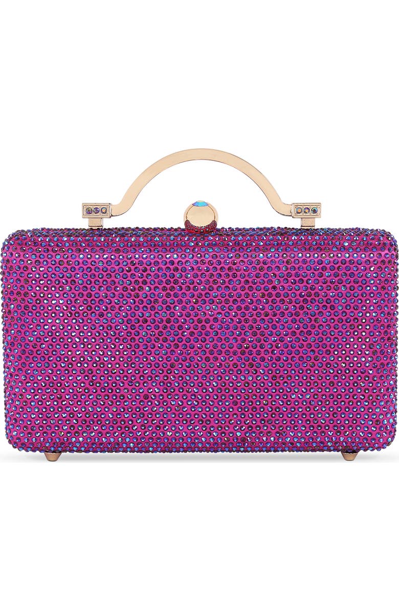 Jewel Badgley Mischka Jude Crystal Minaudiere with Outer Pocket, Main, color, Neon Pink