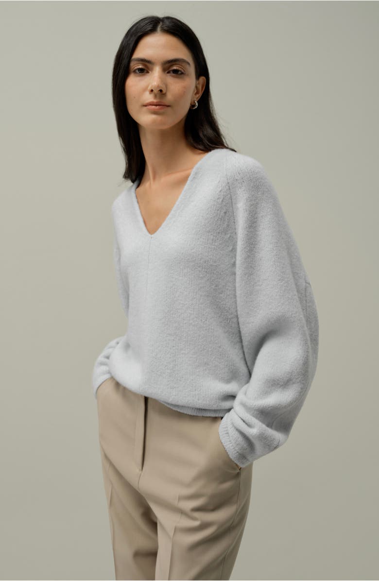 Lilysilk Bouclé Knit Silk-cashmere Sweater, Alternate, color, Ice