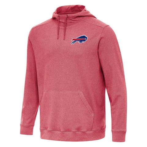Men's Antigua Heather Red Buffalo Bills Cloud Pullover Hoodie