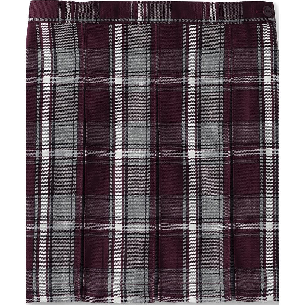 Lands' End School Uniform Girls Plaid Box Pleat Skirt Top Of The Knee In Multi