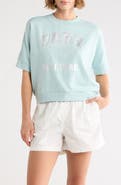 DKNY Rhinestone 1989 Logo Short Sleeve Crop Sweatshirt