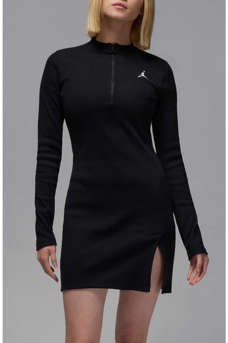 Long Sleeve Knit Minidress, Main, color, BLACK/ WHITE