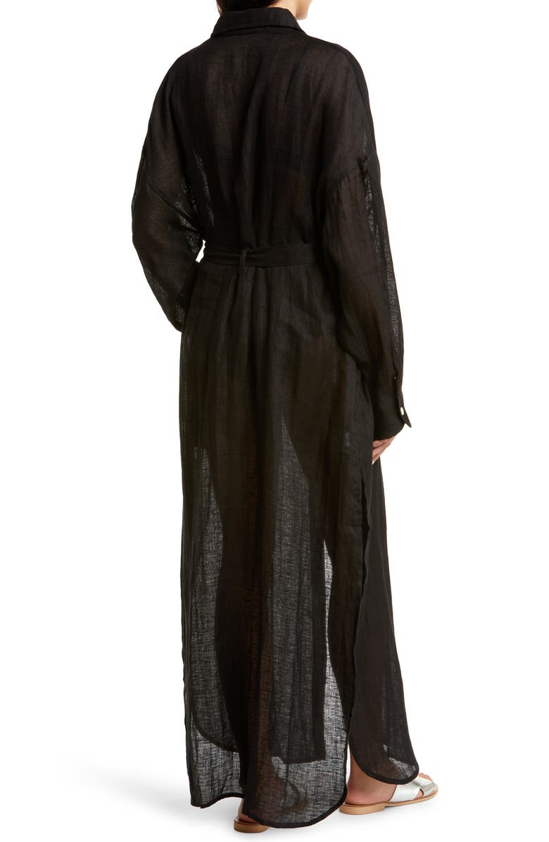 Vitamin A<sup>®</sup> Playa Long Sleeve Linen Cover-Up Shirtdress, Alternate, color, 