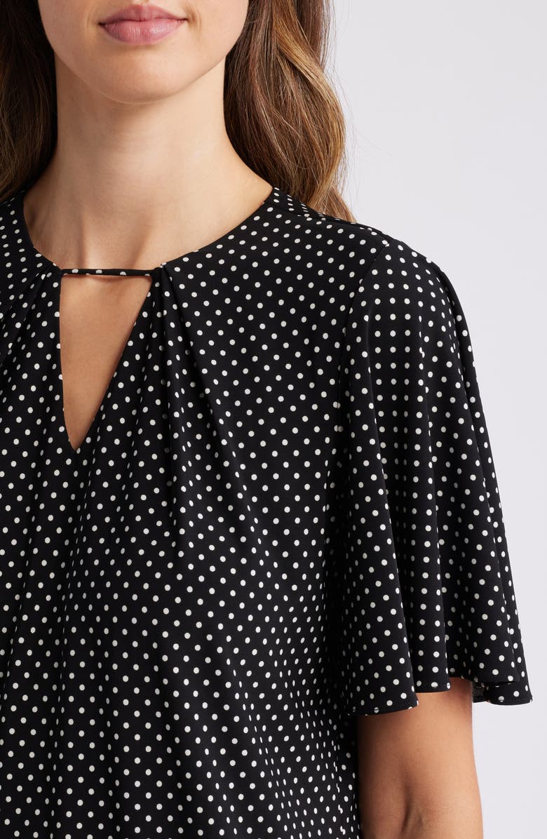 Anne Klein Polka Dot Pleat Neck Top, Alternate, color, 