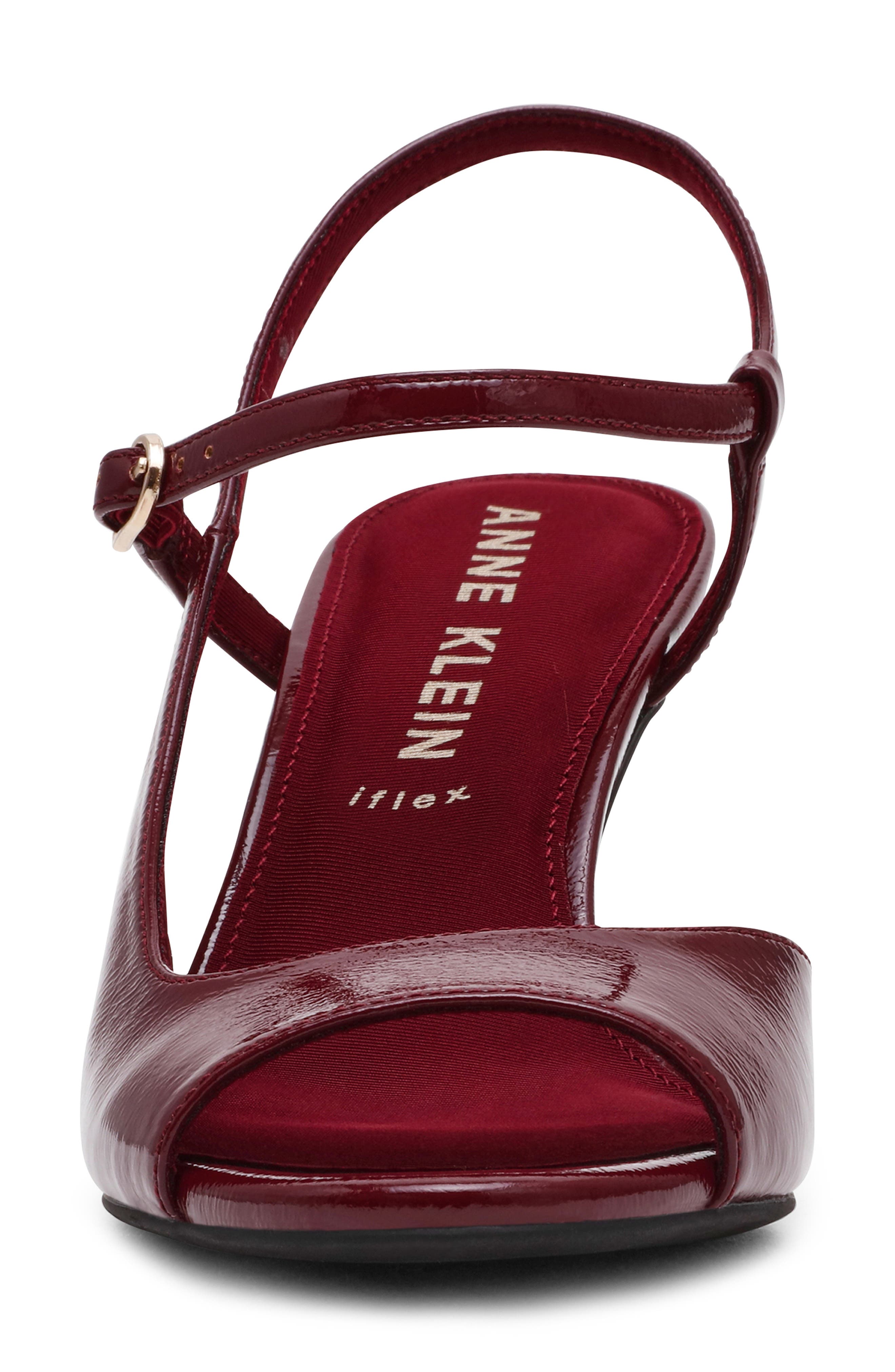 Anne Klein Jessica Ankle Strap Sandal, Alternate, color, Bordeaux Crinkle