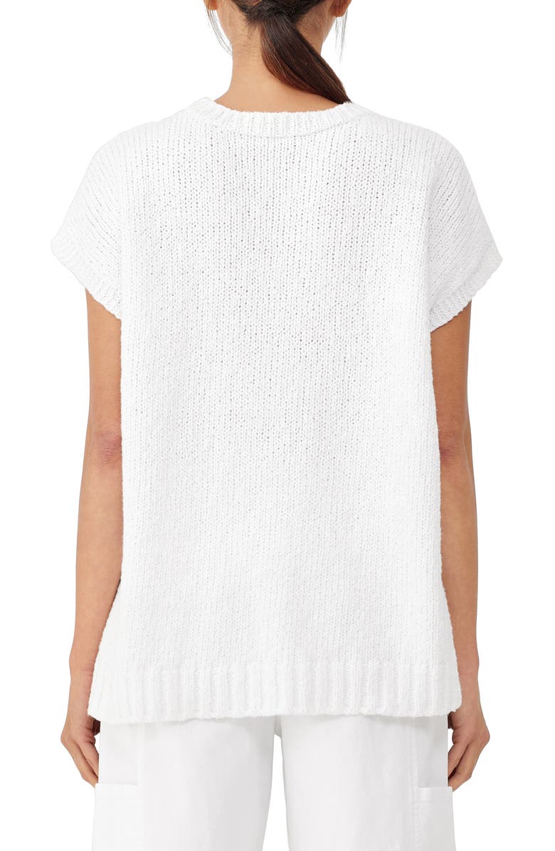 Eileen Fisher Short Sleeve Organic Cotton Sweater, Alternate, color, White