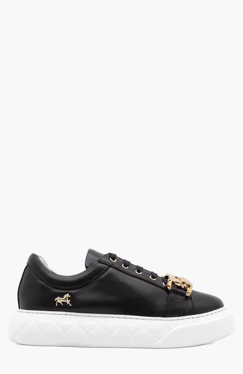 Golden Grace Leather Sneakers
