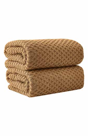 Woven & Weft Diamond Waffle Textured 2-Piece Bath Sheet Set