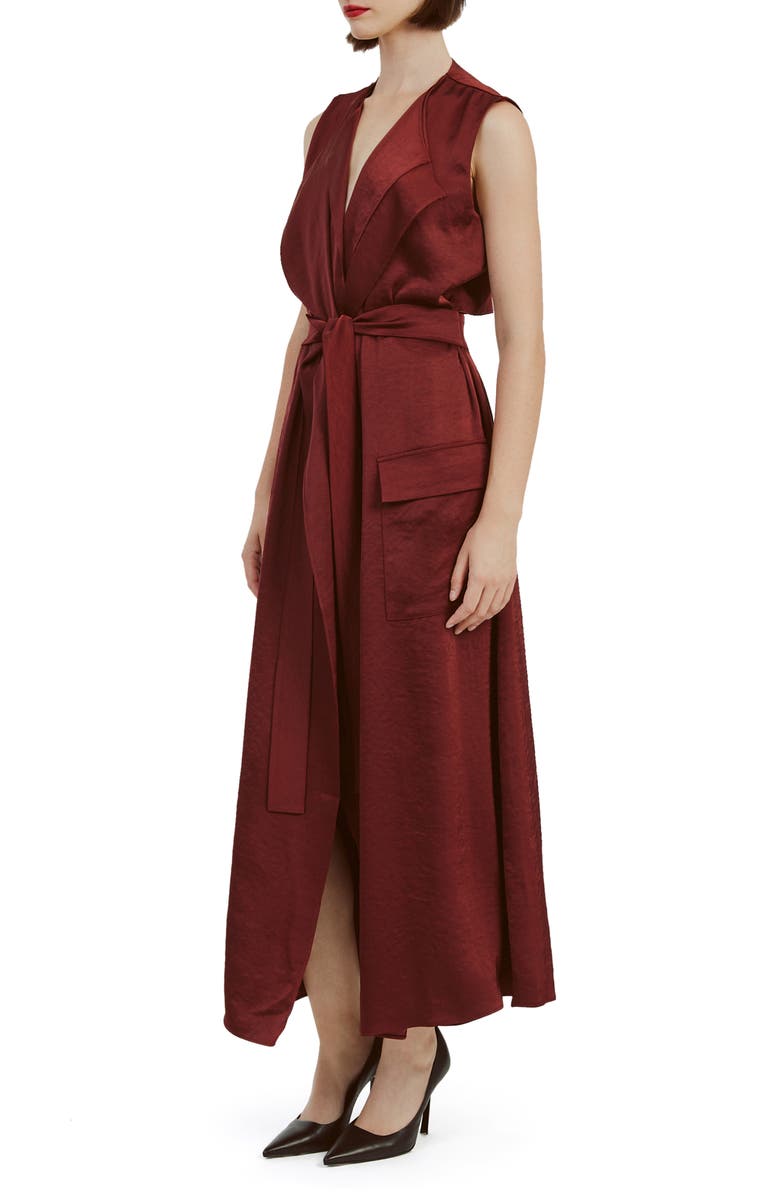 Bardot Lanza Tie Belt Dress, Alternate, color, Burgundy