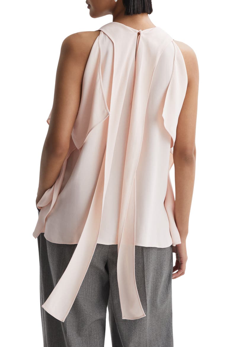 Calista Tie Neck Draped Shell, Alternate, color, LIGHT BEIGE