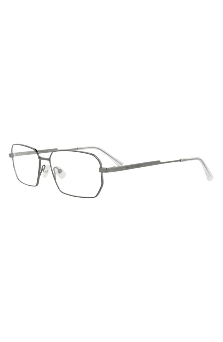 Bottega Veneta 56mm Rectangular Optical Glasses, Alternate, color, Ruthenium Transparent