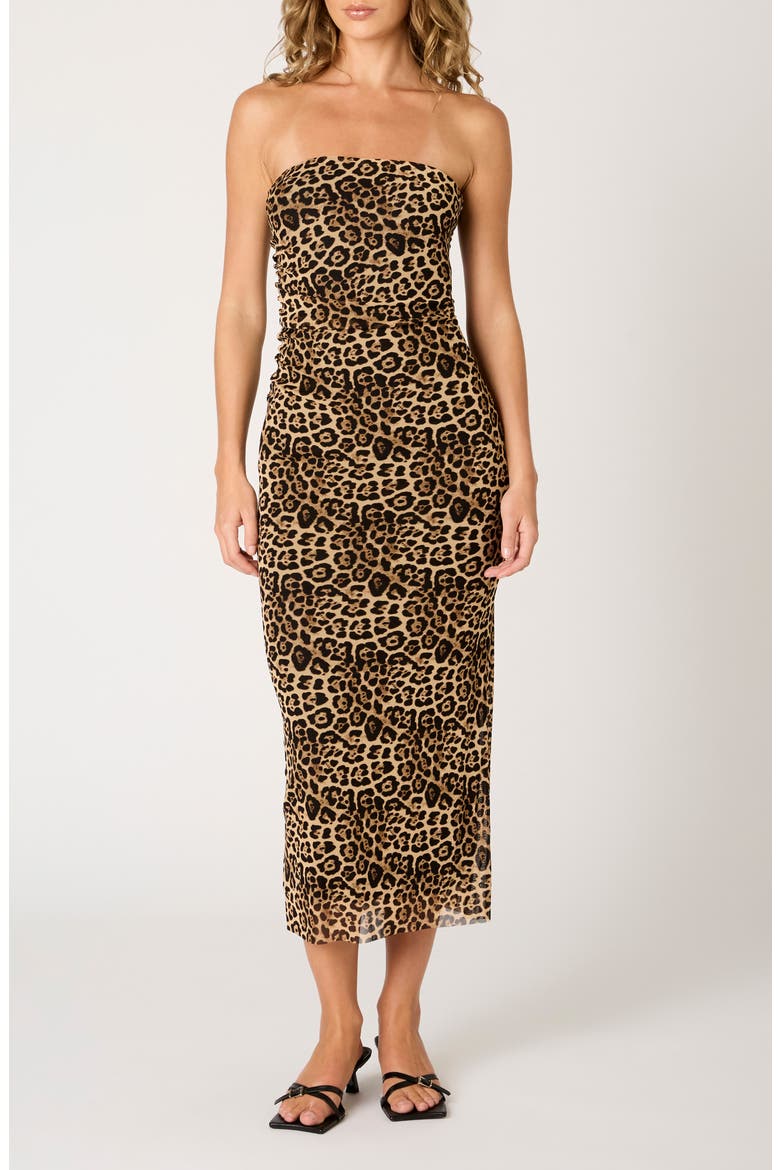 Rowa Strapless Midi Dress, Main, color, TAN