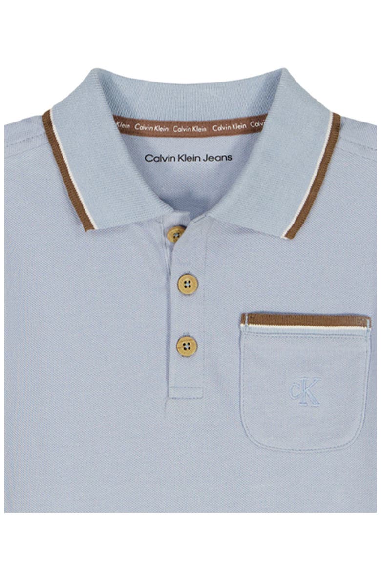 Tipped Cotton Polo & Shorts Set, Alternate, color, BLUE ASSORTED