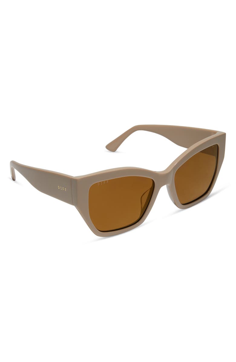 DIFF Vivienne 56mm Cat Eye Sunglasses, Alternate, color, Brown With Gold Flash