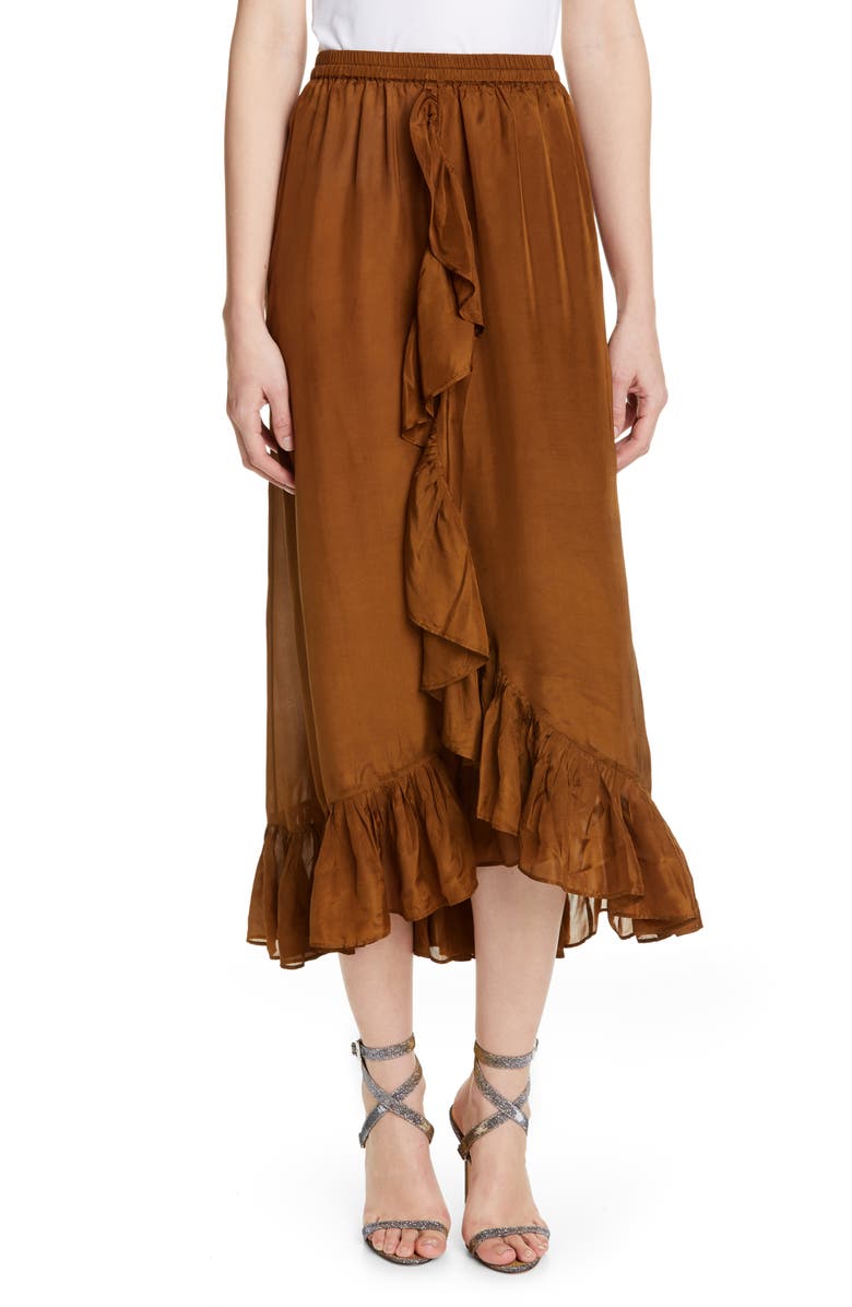 Mes Demoiselles Habibi Ruffle Cascade Midi Skirt, Main, color, 