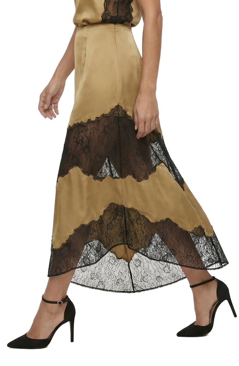 Lily and Lionel London Elenor Lace Insert Midi Skirt, Alternate, color, Light Green