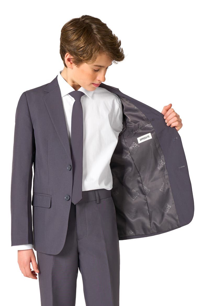Kids' Charcool Two-Piece Suit & Tie Set, Alternate, color, GREY