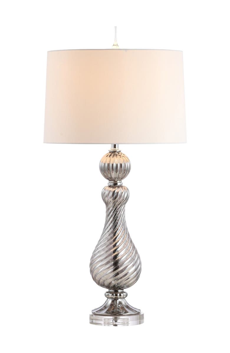 JONATHAN Y Murano 32" Swirled Crystal/Glass LED Table Lamp, Gray, Main, color, Gray