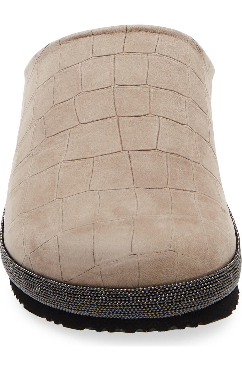 Brunello Cucinelli Croc Embossed Suede Slipper, Alternate, color, Chocolate Chip