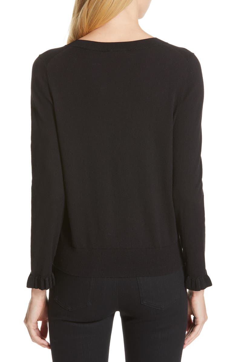 Kate Spade New York ruffle cardigan, Alternate, color, 