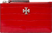 Tory Burch Kira Croc Texture Leather Zip Card Case