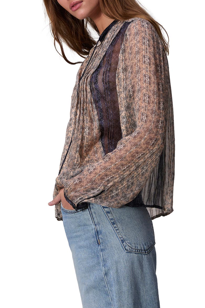 Amaris Print Metallic Top, Alternate, color, BEIGE MULTI