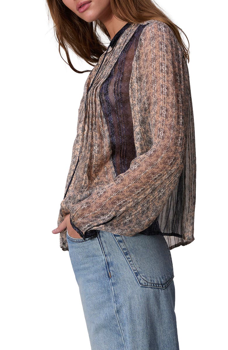 rag & bone Amaris Print Metallic Top, Alternate, color, Beige Multi