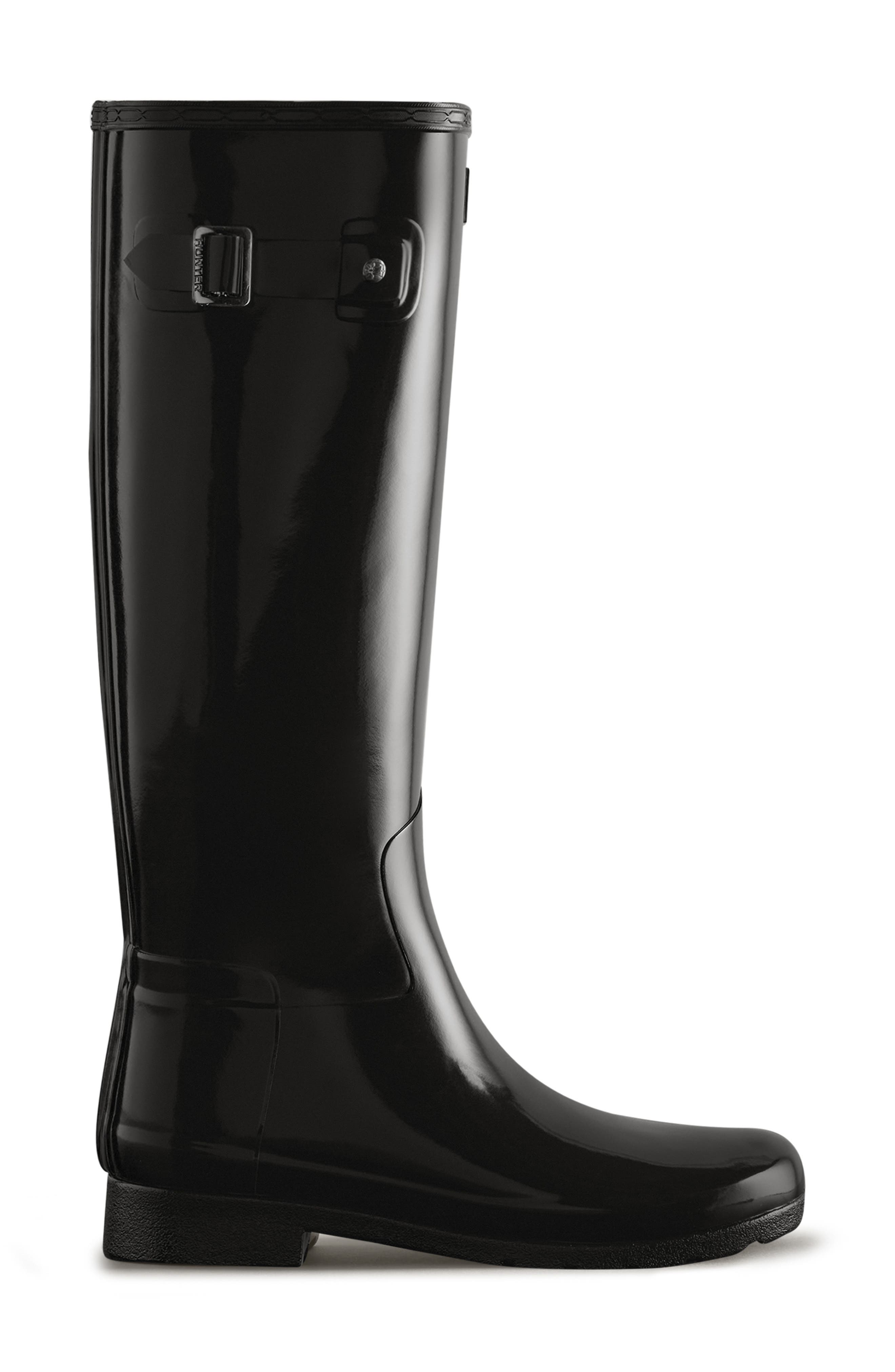 Hunter Refined Tall Gloss Waterproof Rain Boot, Alternate, color, 