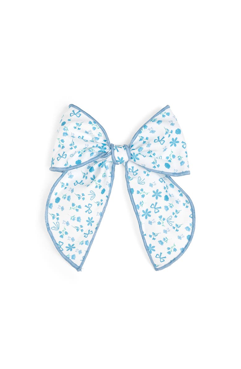 Sweet Wink Sky Floral Bow Clip, Main, color, Blue