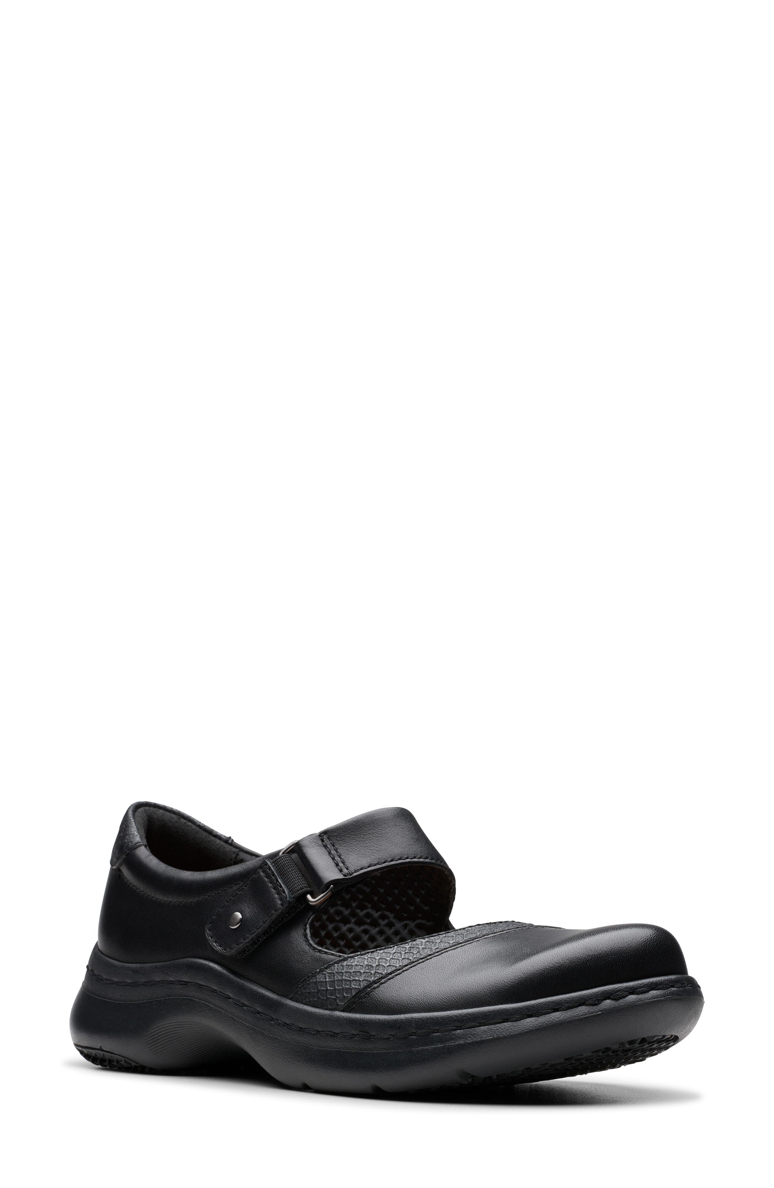 Clarks<sup>®</sup> Pro Pace Mary Jane Flat, Main, color, Black Leather