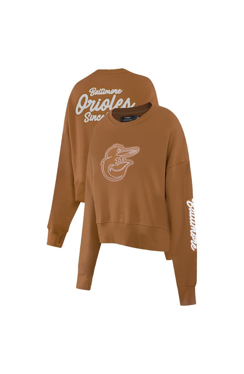 PRO STANDARD Women's Pro Standard Brown Baltimore Orioles Paint The City Pullover Cropped Sweatshirt, Alternate, color, 
