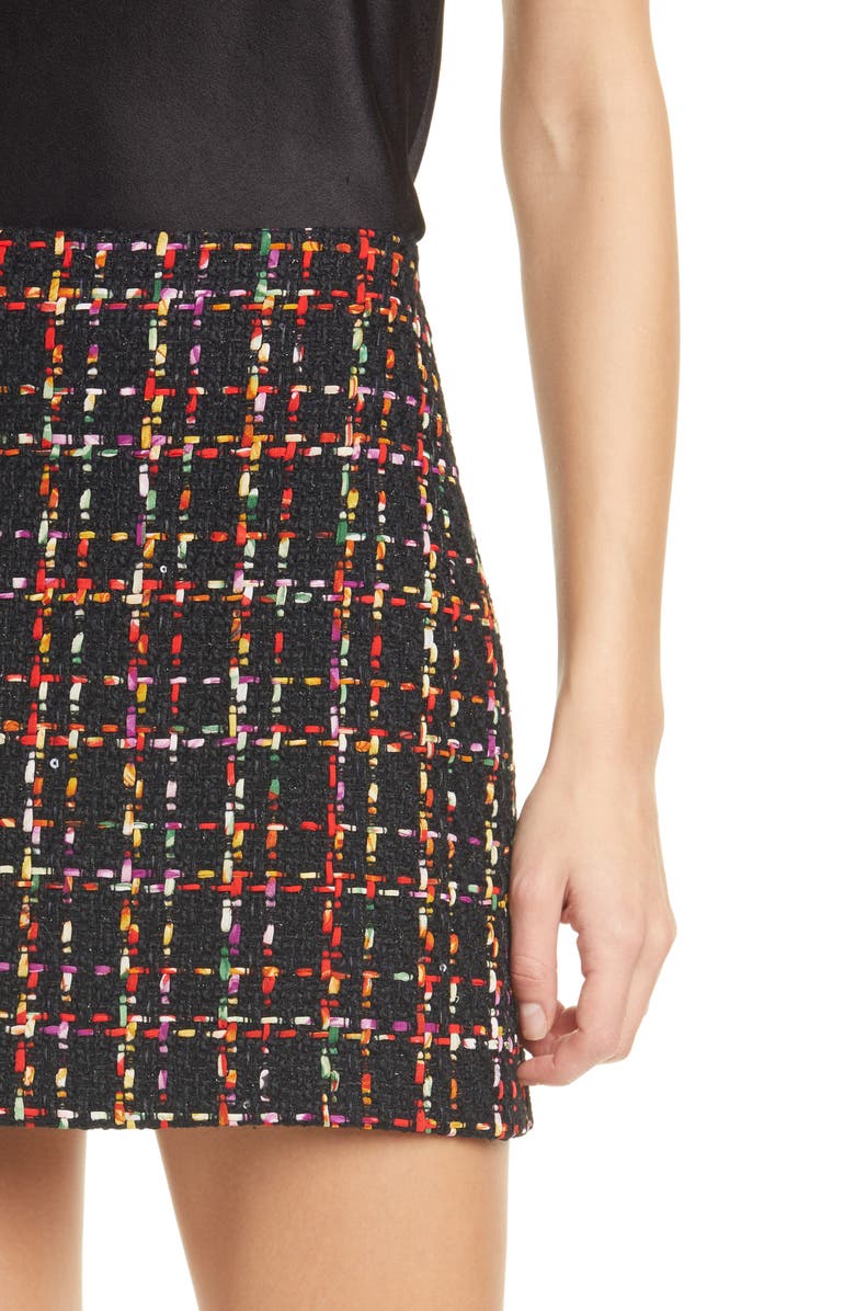 Alice + Olivia Elana Tweed Miniskirt, Alternate, color, 