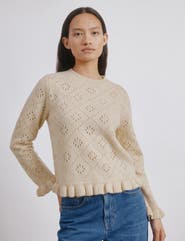 Albaray Pointelle Ruffle Sweater